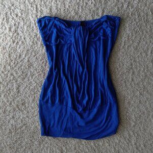 Vintage Y2K Piace Cobalt Blue Tube Top with Knot Detail and Cinched Hem